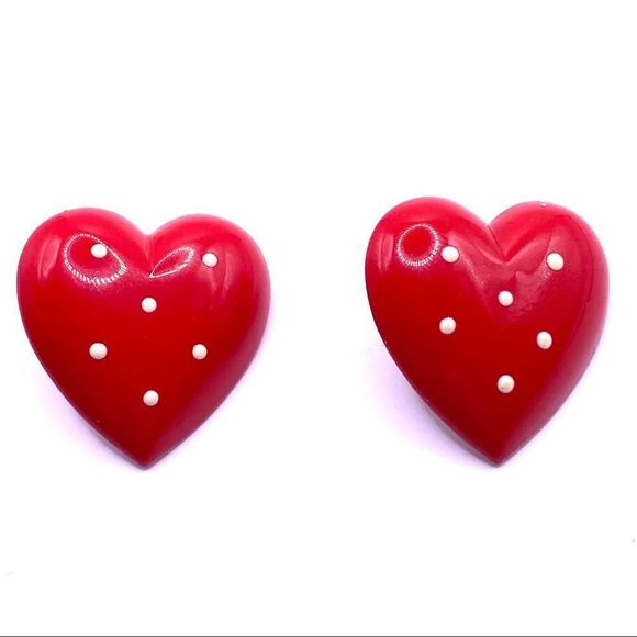 𝅺VINTAGE Red Heart Earrings - Picture 6 of 6